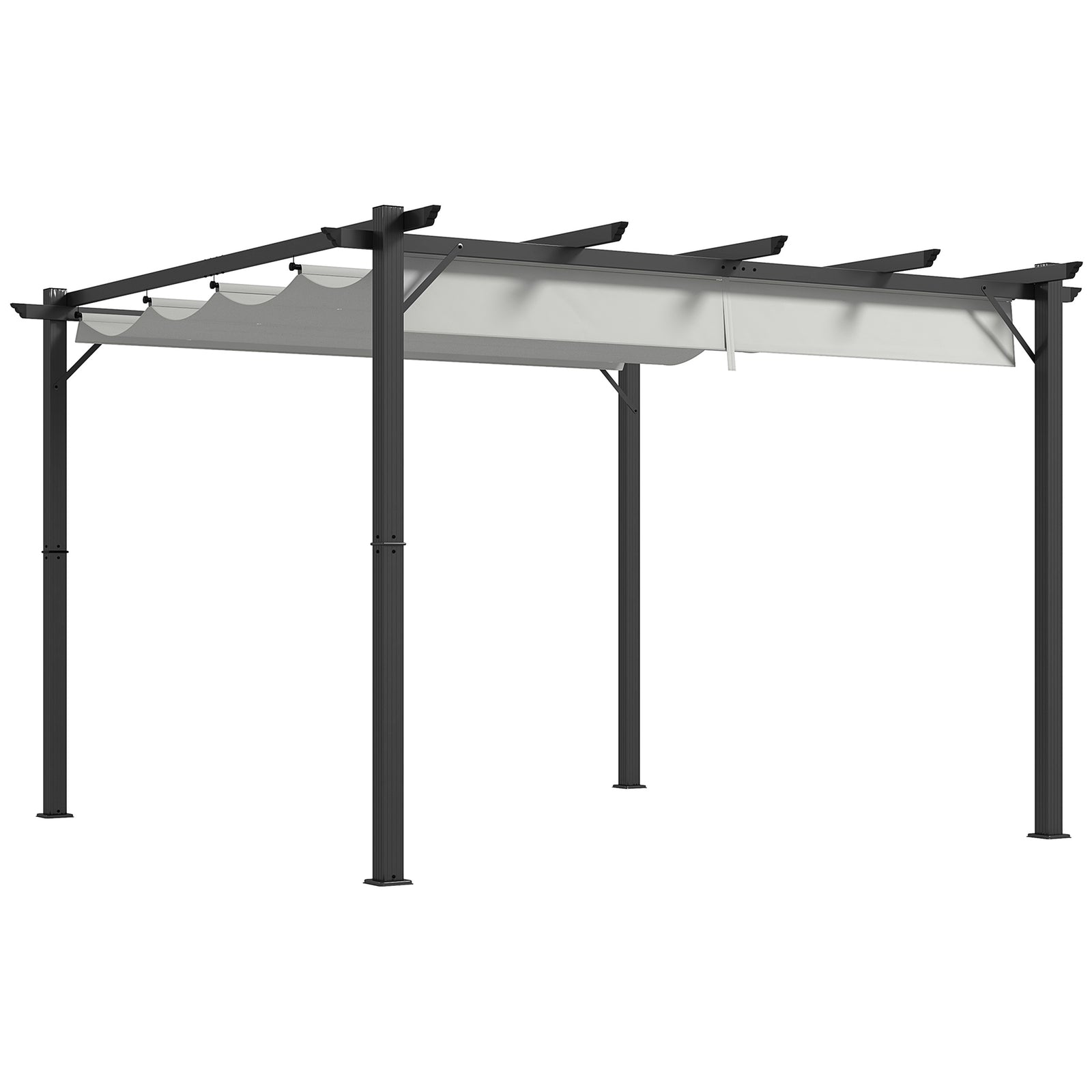 3 x 3(m) Aluminium Pergola Canopy Gazebo Awning Outdoor Garden Sun Shade Shelter Marquee Party BBQ, Light Grey