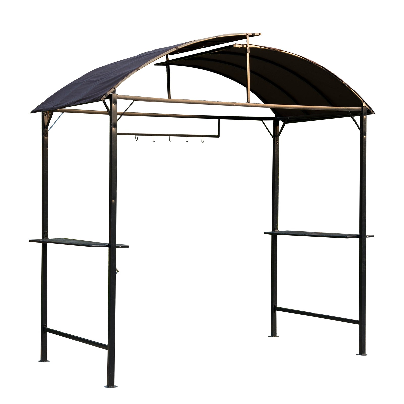 Metal Smoking Gazebo Marquee Garden Patio BBQ Tent Grill Canopy Awning Shelter - Coffee