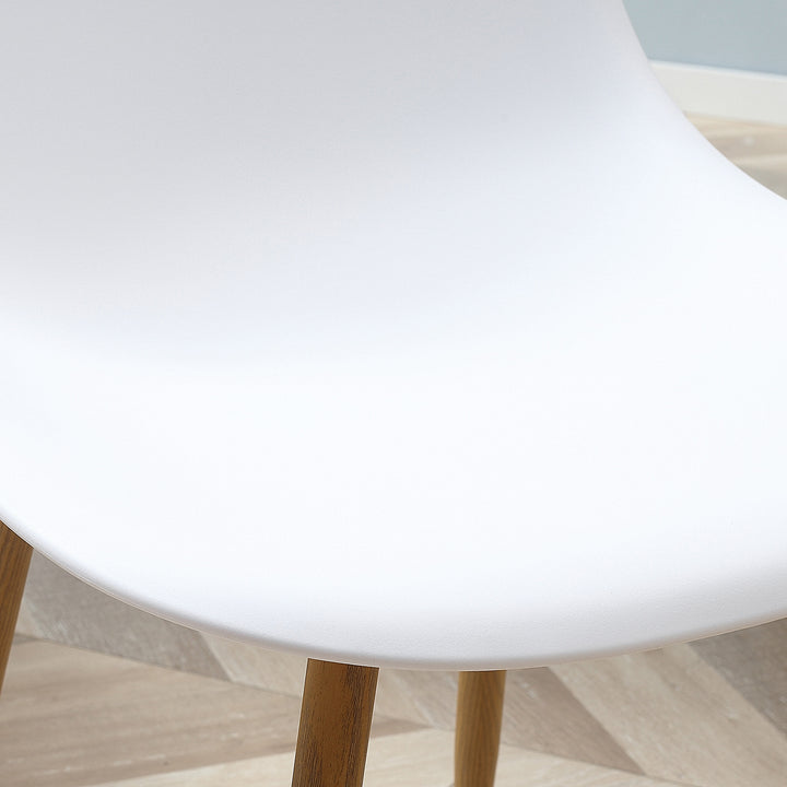 Modern Dining Chairs Set of 4, Kitchen Chairs with Backrest and Steel Legs for Dining Room, Living Room, White