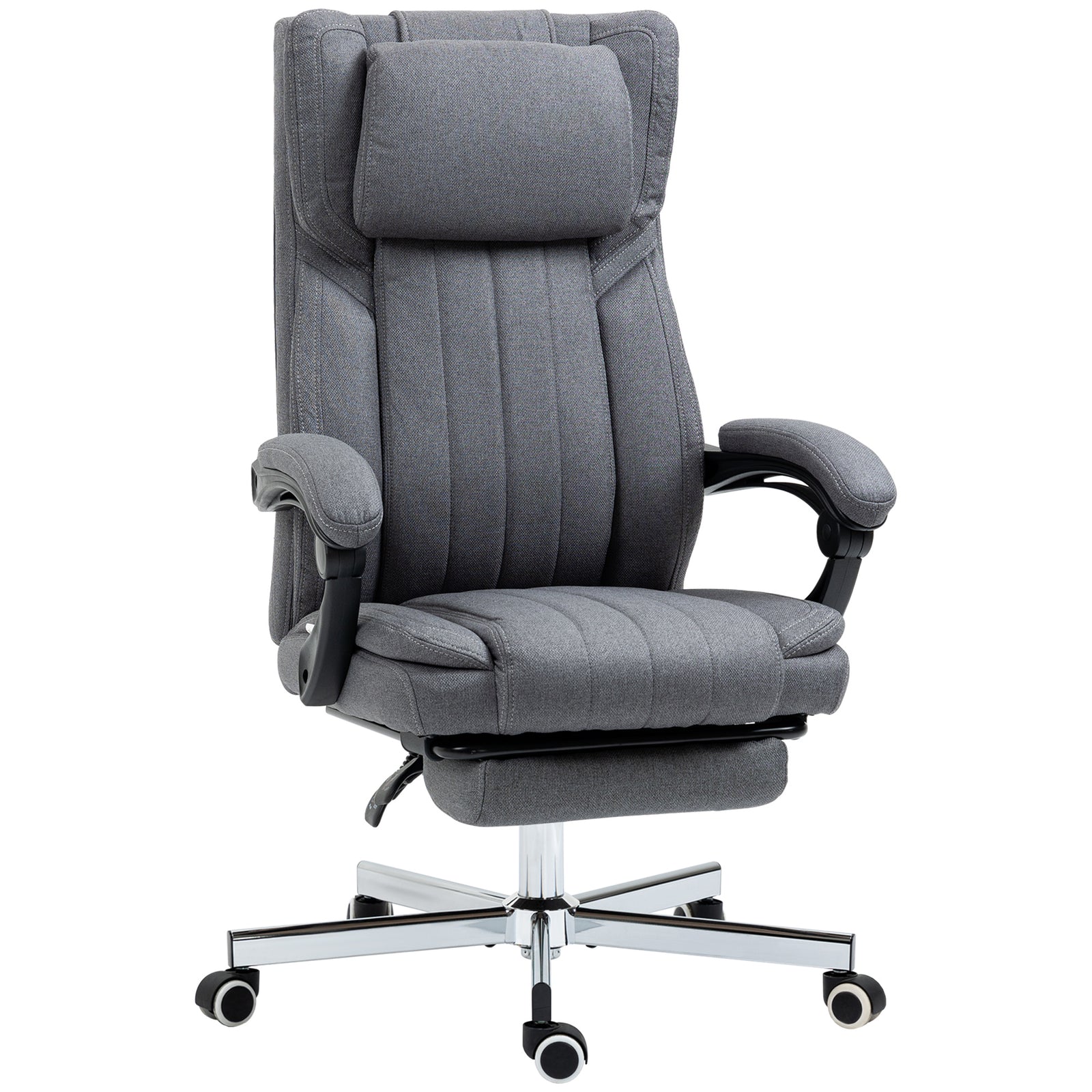 High Back Computer Desk Chair, Executive Office Chair with Adjustable Headrest, Footrest, Reclining Back, Dark Grey