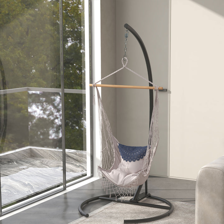 Hanging Hammock Chair Stand with Round Base, C Hanging Swing Stand Frame for Swing/Egg/Hammock Chair, Indoor &amp; Outdoor, Heavy Duty 330 lbs