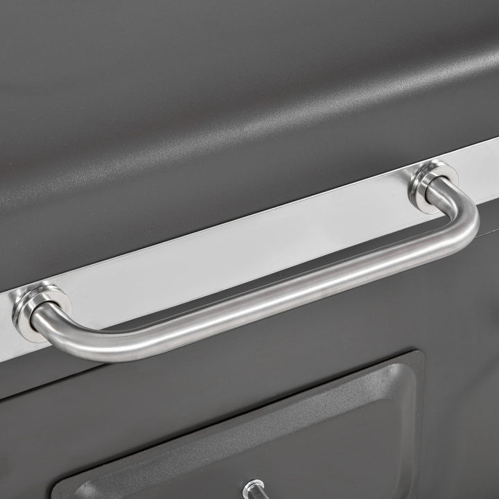 MCL Charcoal Grill BBQ Trolley with Adjustable Charcoal Grate, Garden Metal Smoker Barbecue with Shelf, Side Table, Wheels, Built-in Thermometer, Bottle Opener