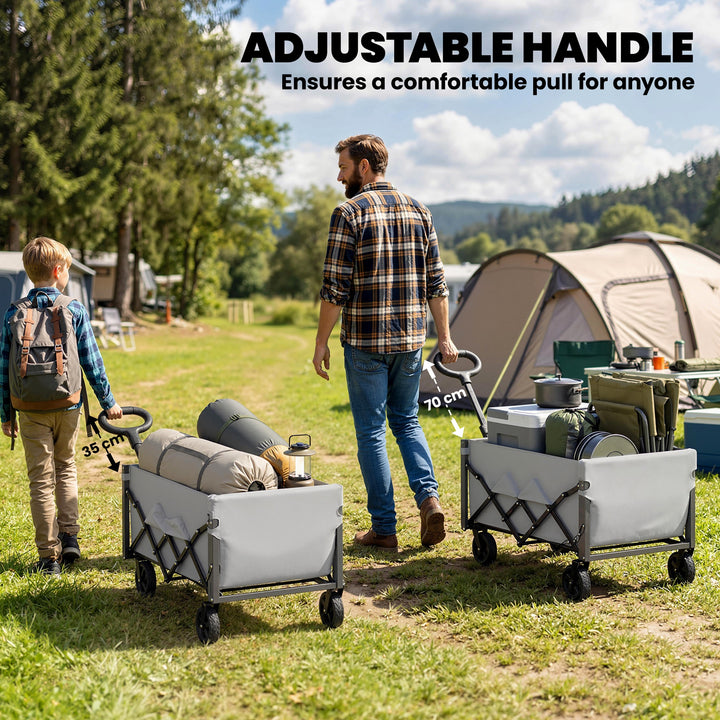 60L Foldable Festival Trolley on Wheels, Collapsible Wagon Cart with D