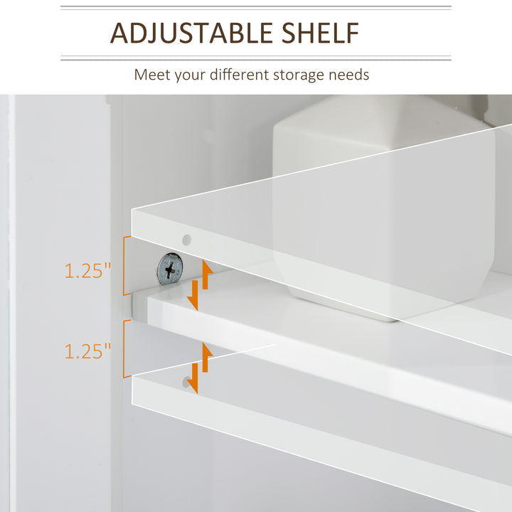 Under Sink Cabinet, Bathroom Sink Cabinet with 2 Doors, Pedestal Under Sink Design, Freestanding Bathroom Cupboard with Adjustable Shelf, White