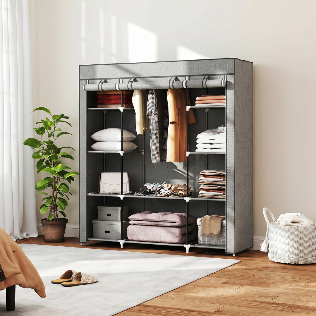 Clothes Storage Organiser with Hanging Rail, Shelves, Portable Wardrob
