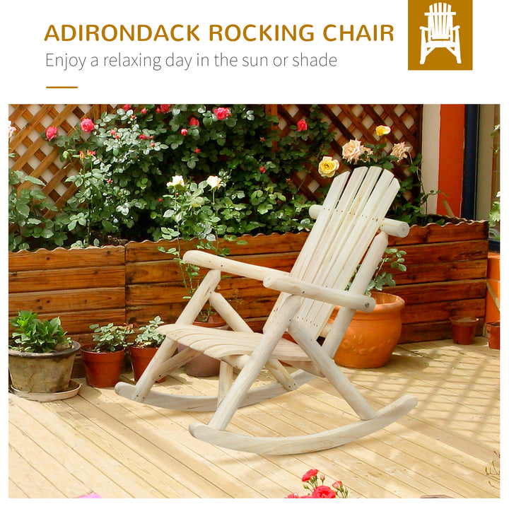 2 Piece Adirondack Chair Cedar Wood Ergonomic Rocking Chair Porch Rocker Garden Traditional - Burlywood
