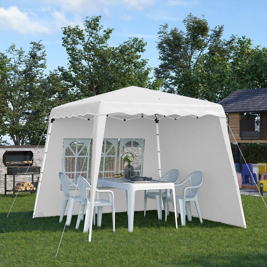 2.4 x 2.4m Two Wall Pop Up Gazebo - White