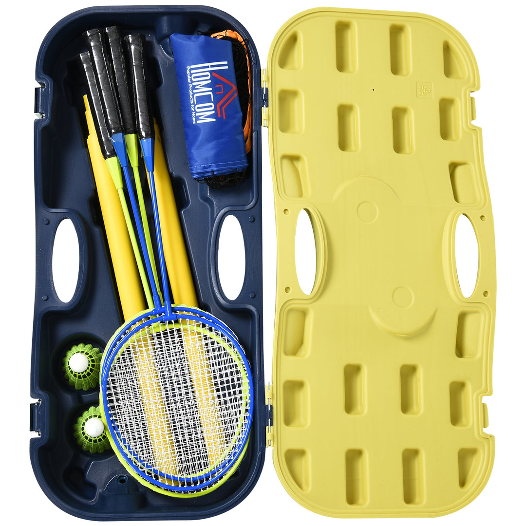 2.8m Portable Folding Badminton Net Set with 4 Badminton Rackets and 2 Nylon Shuttlecocks, for Adults Kids Indoor Outdoor Exercise Training