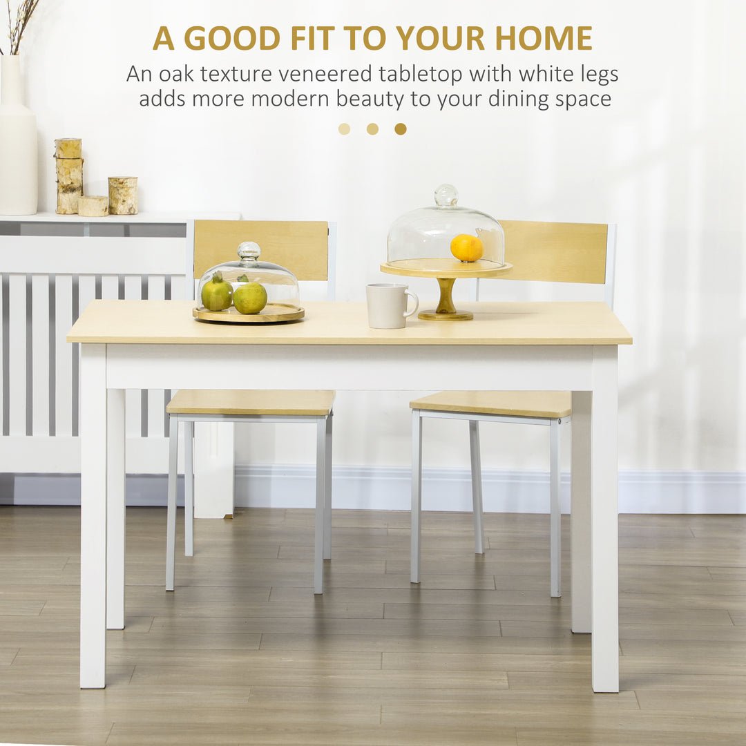 Dining Table for 4 to 6, 120L x 70W x 75Hcm, Modern Kitchen Table with Wood Effect Tabletop, Thick Legs, for Dining Room, Kitchen, Living Room, Oak