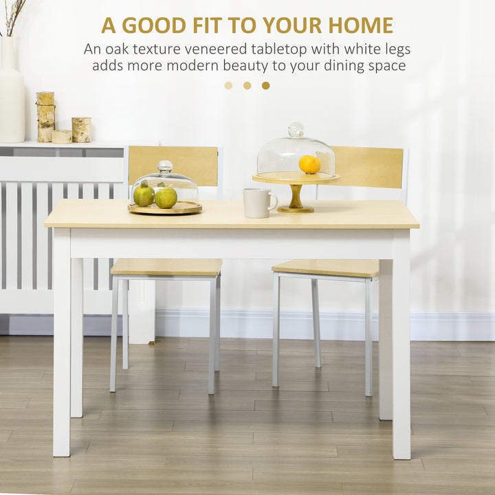 Dining Table for 4 to 6, 120L x 70W x 75Hcm, Modern Kitchen Table with Wood Effect Tabletop, Thick Legs, for Dining Room, Kitchen, Living Room, Oak