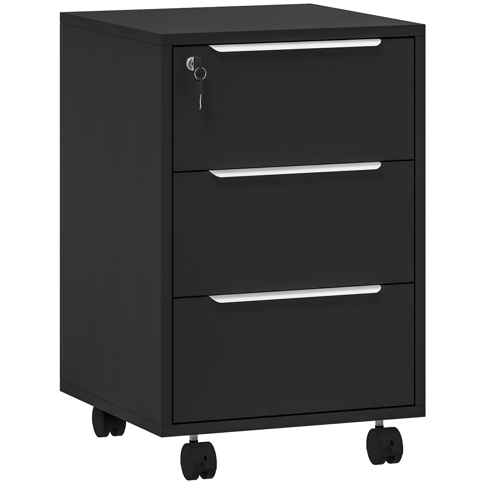 Three-Drawer Locking Filing Cabinet - Black