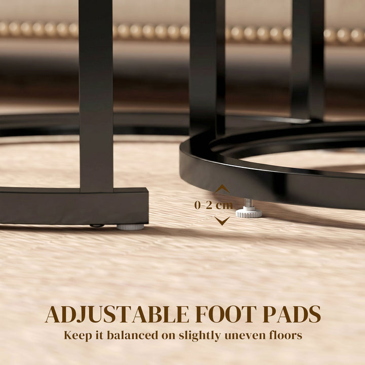 Nest of Tables with Steel Frame and Tempered Glass Tabletop, Modern Co
