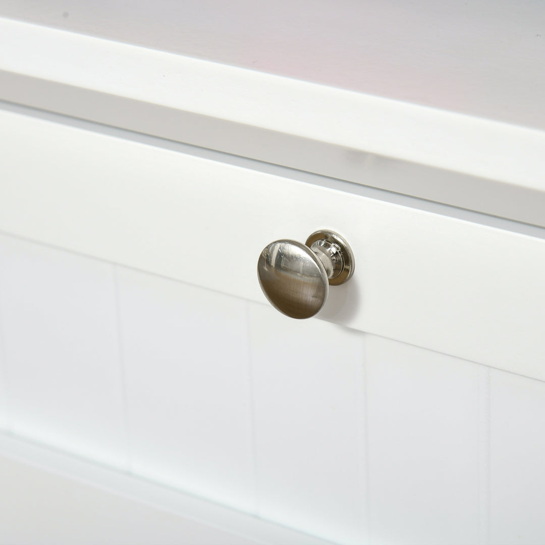 MCL Kitchen Cupboard, Wooden Storage Cabinet with Framed Glass Door, Drawer, Microwave Space for Dining and Living Room, White