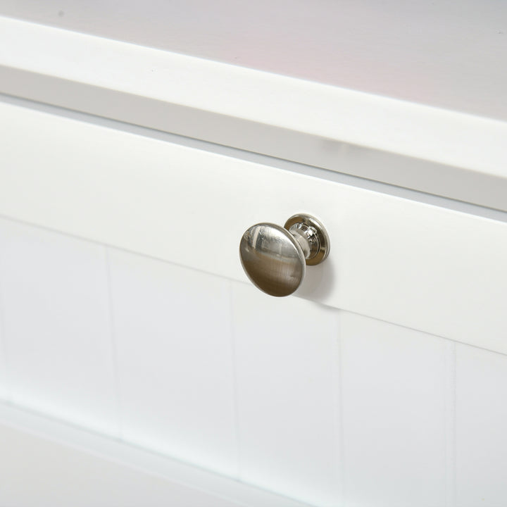 MCL Kitchen Cupboard, Wooden Storage Cabinet with Framed Glass Door, Drawer, Microwave Space for Dining and Living Room, White