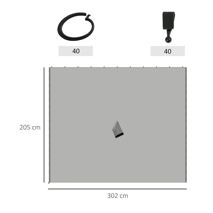 Set of Four 3 x 3m Gazebo Replacement Walls - Light Grey