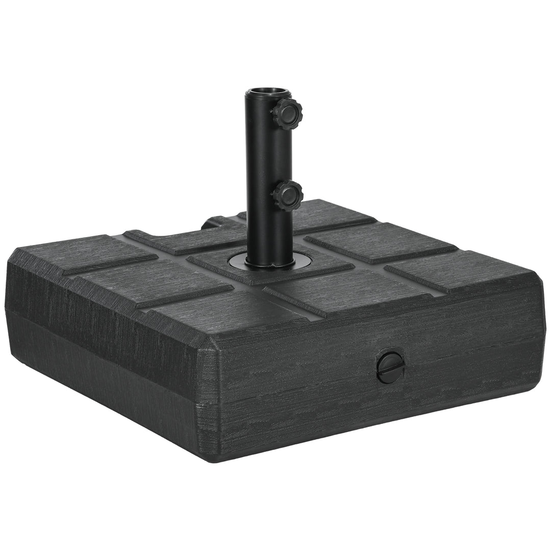 40kg Square Umbrella Parasol Base with Wood Effect, Plastic Umbrella Stand for Outdoor Patio Umbrella, Black