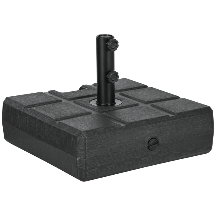 40kg Square Umbrella Parasol Base with Wood Effect, Plastic Umbrella Stand for Outdoor Patio Umbrella, Black