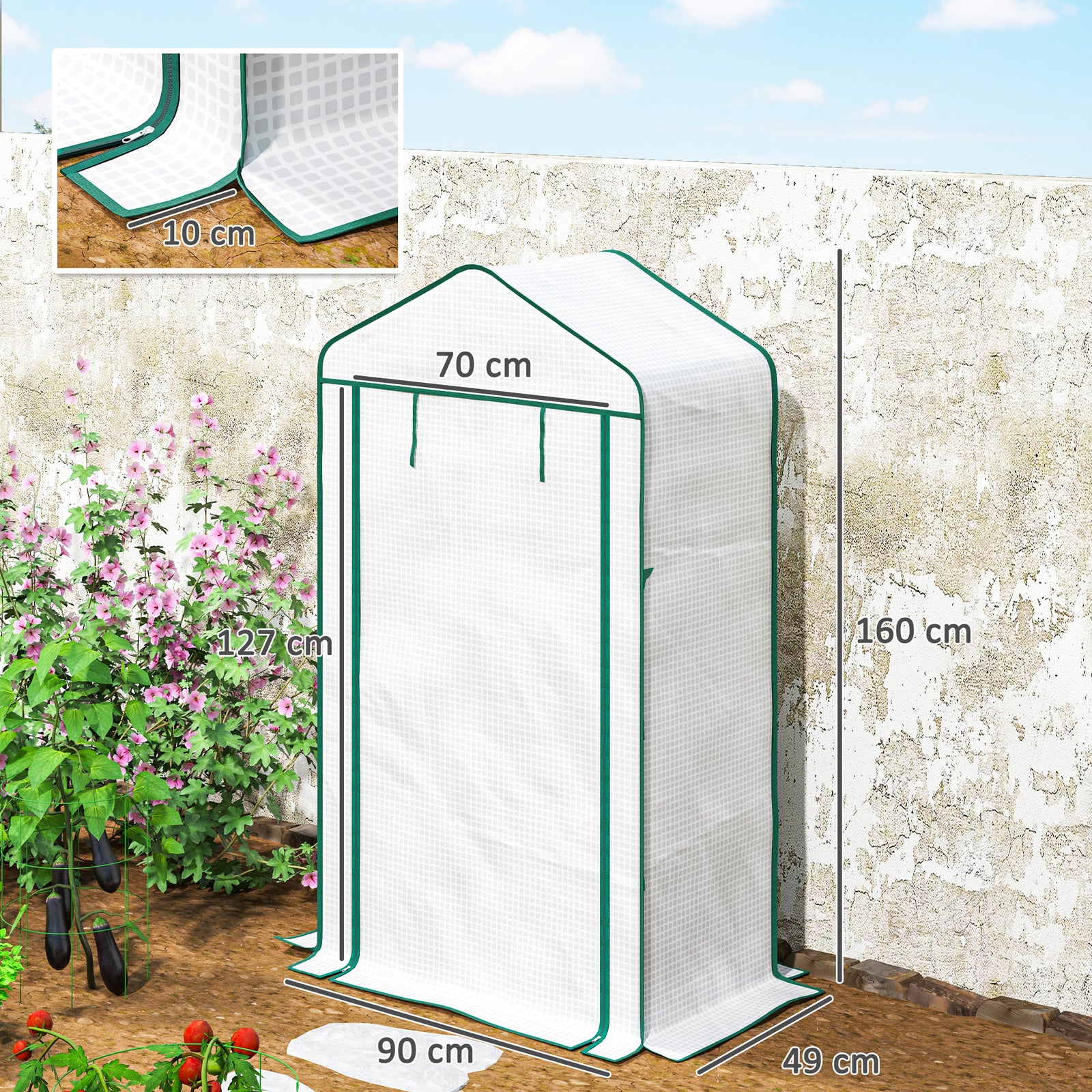 Four-Tier Mini Greenhouse, with Reinforced Plastic Cover