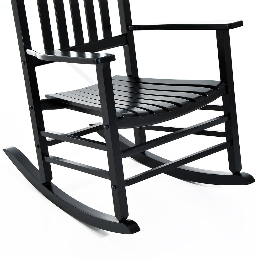 Outsunny Wooden Rocking Chair: Patio Rocker Armchair for Outdoor Seating, Black | Aosom UK