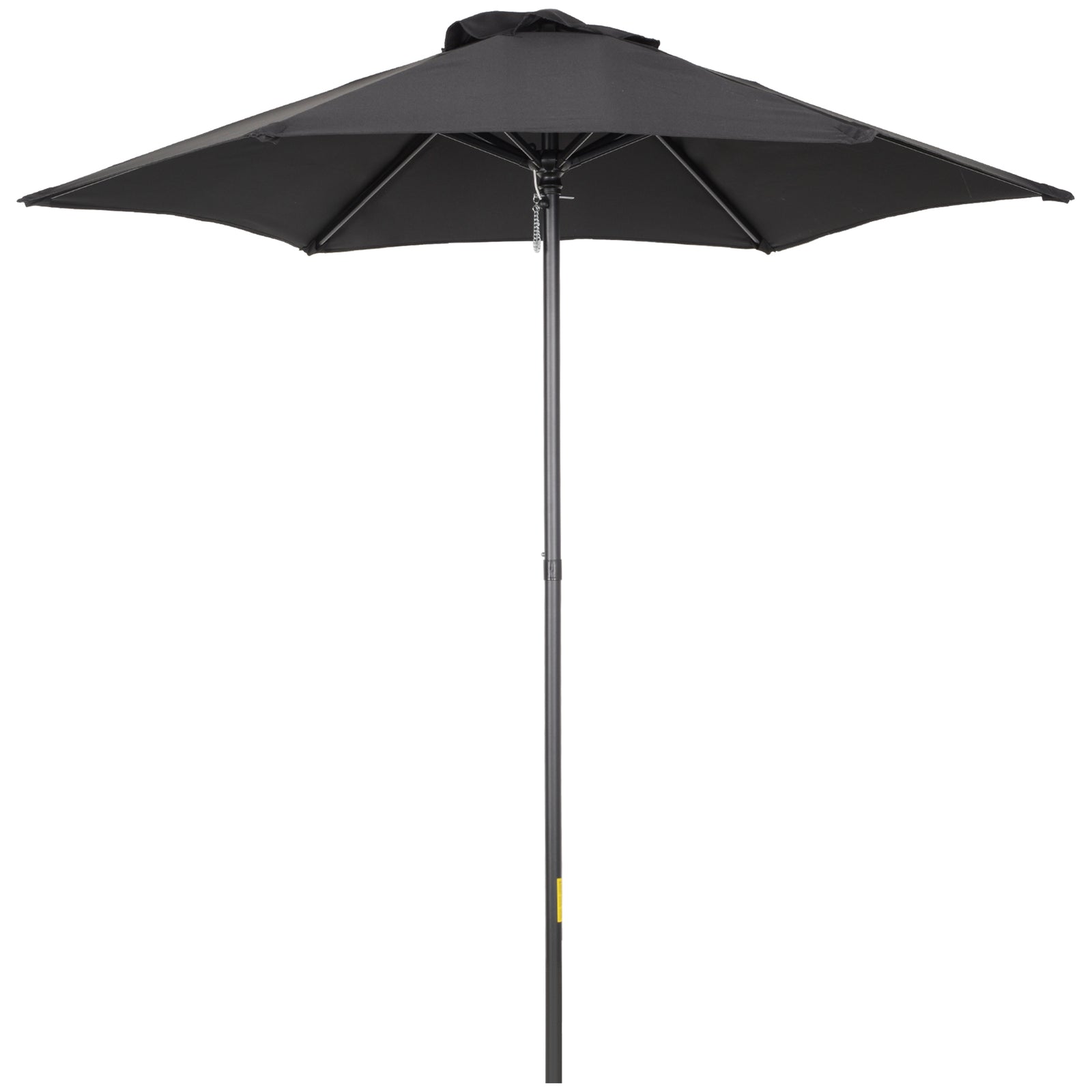 2m Garden Parasol Umbrella, Outdoor Sun Shade with 6 Sturdy Ribs for Balcony, Bench, Garden, Black