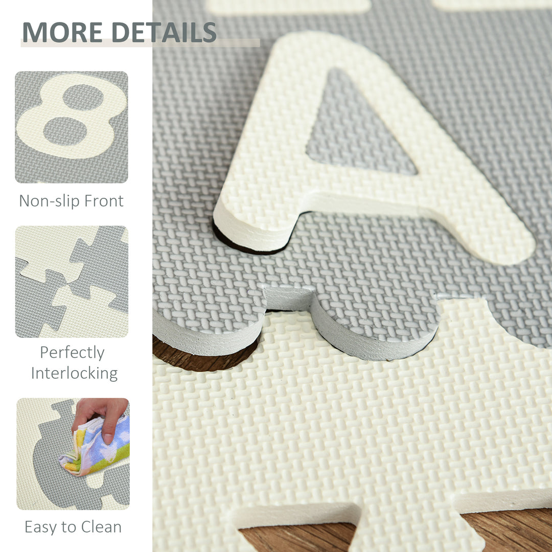 36Pcs Foldable Baby Foam Play Mat for Kids EVA Soft Jigsaw Floor Tiles Toddler Educational with Alphabet and Numbers Anti-Slip Crawling Learning 31.5 x 31.5