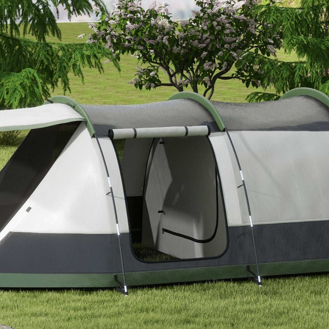 Three-Man Camping Tent, with Two Rooms and Porch - Green