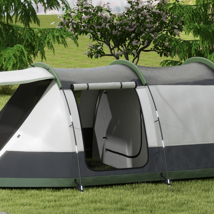 Three-Man Camping Tent, with Two Rooms and Porch - Green