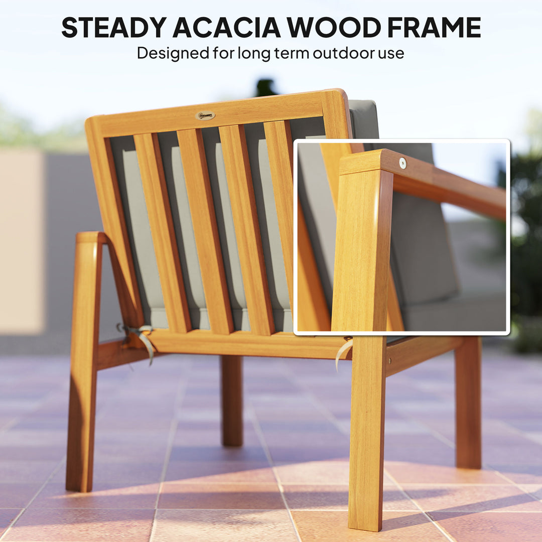 4-Piece Wooden Garden Furniture Set with Cushions - Teak