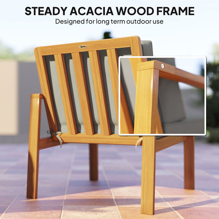 4-Piece Wooden Garden Furniture Set with Cushions - Teak
