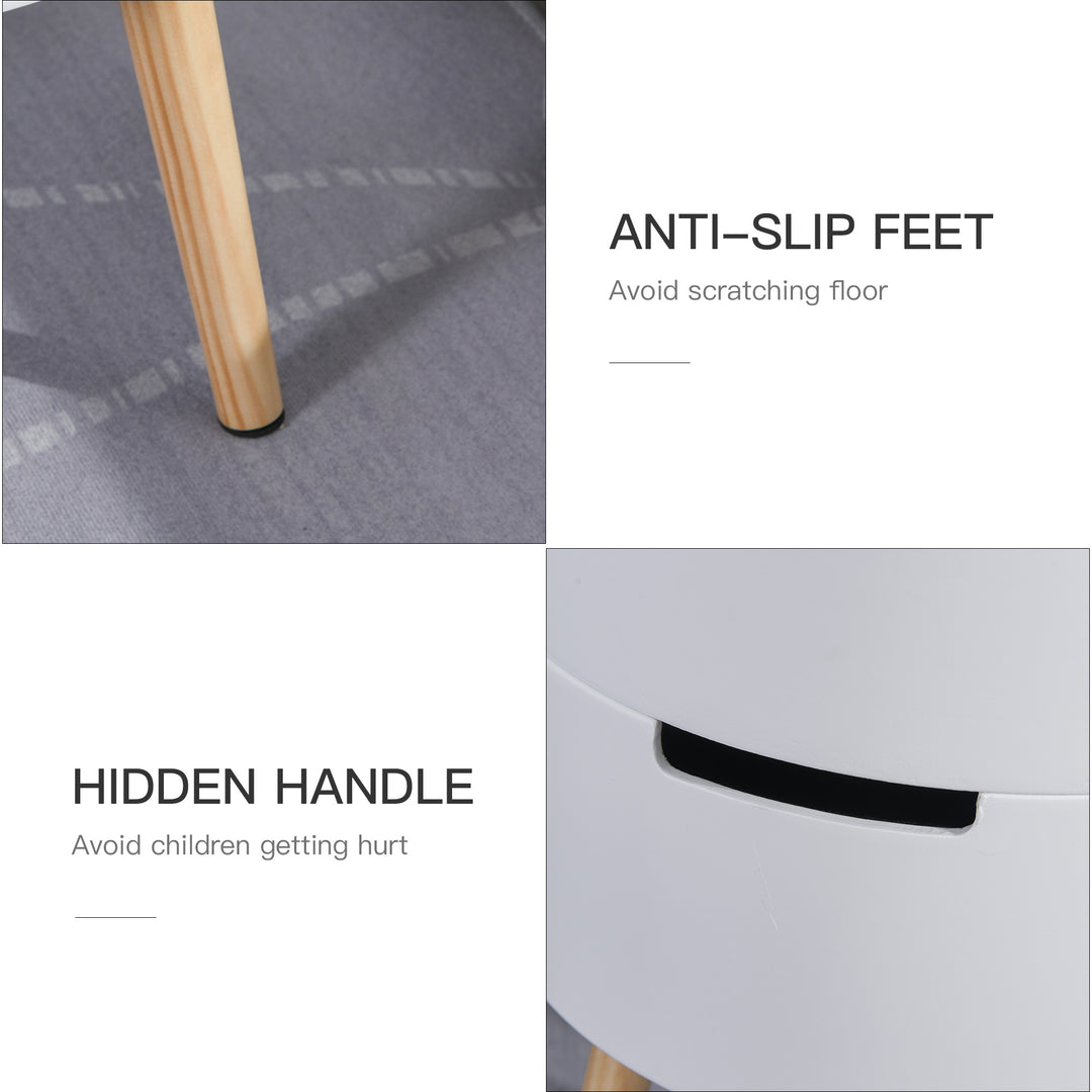 MCL 3-Tier Coffee Table, Round End Table with 2 Hidden Compartments and Detachable Tray, Side Table with Storage for Living Room, White