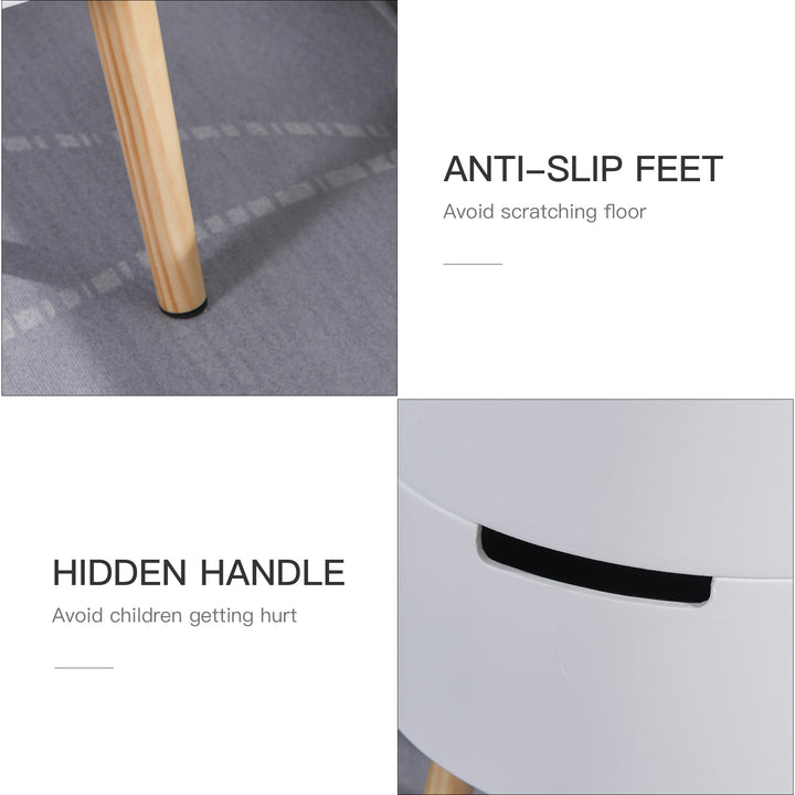 MCL 3-Tier Coffee Table, Round End Table with 2 Hidden Compartments and Detachable Tray, Side Table with Storage for Living Room, White