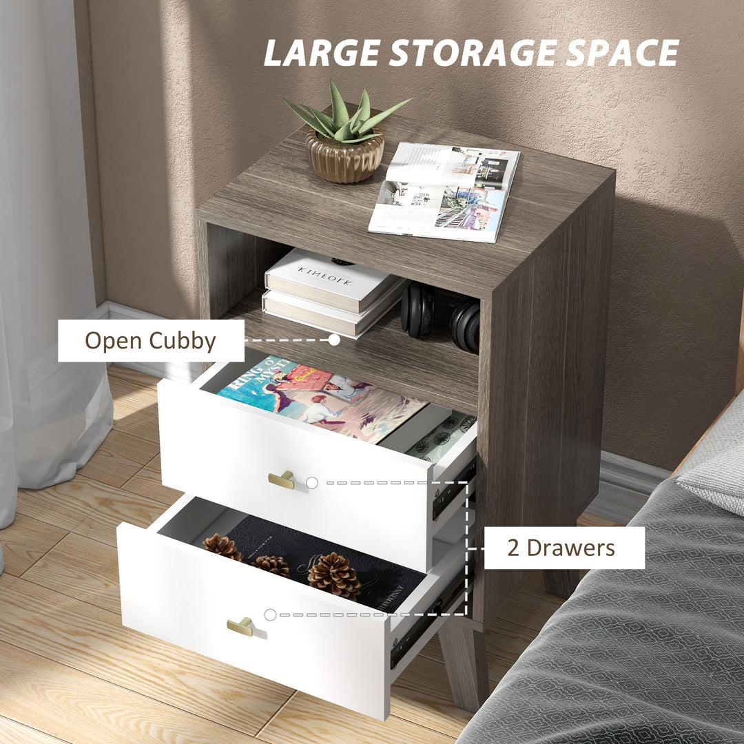 Industrial-Scandinavian Mix Bedside Table, with Drawers and Shelf