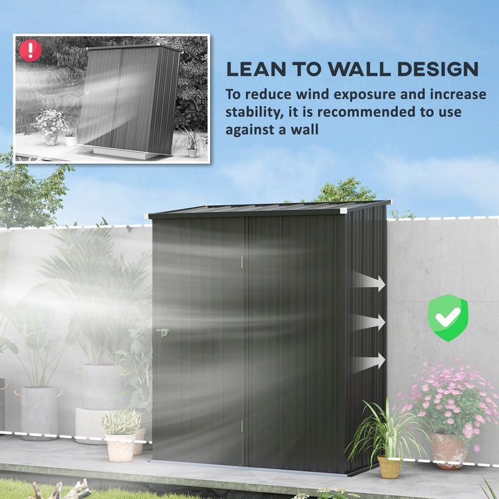 5.3 x 3.1ft Corrugated Steel Garden Shed - Black