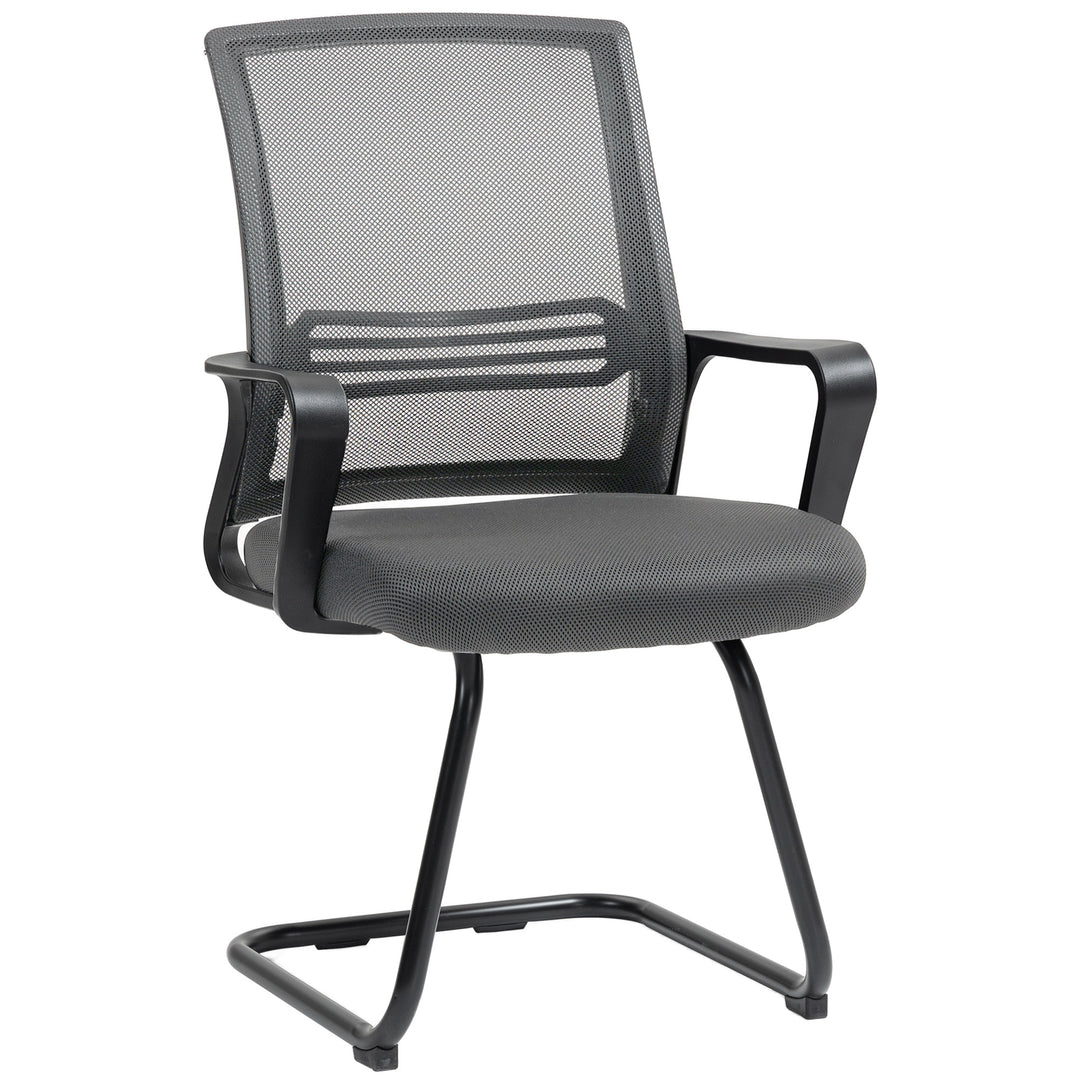 Padded Meeting Office Chair, Ergonomic Desk Chair No Wheels with Sled 