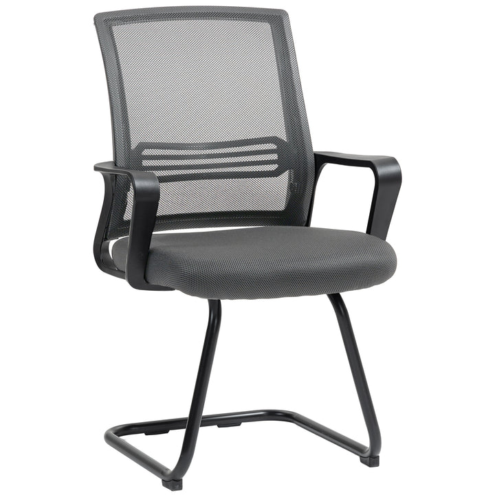 Padded Meeting Office Chair, Ergonomic Desk Chair No Wheels with Sled 