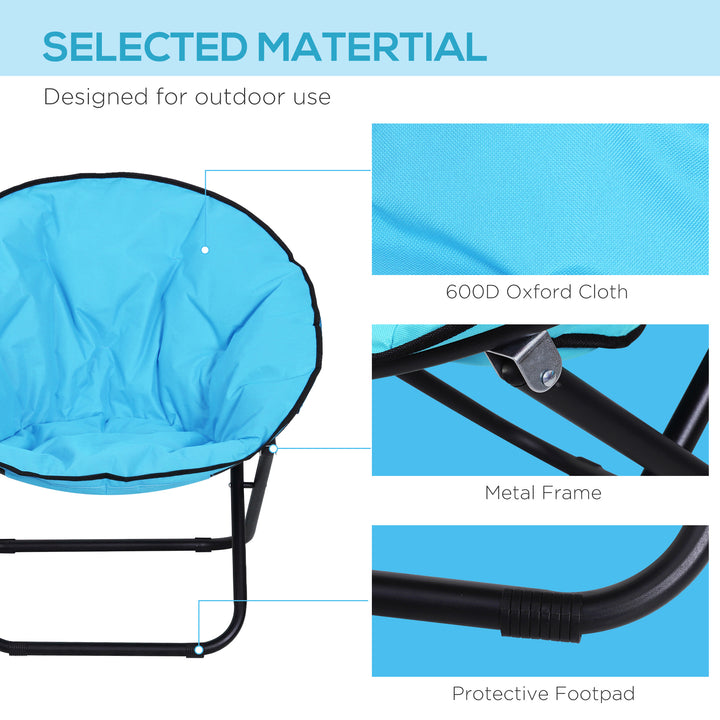 Camping Moon Chair, Portable Folding Camping Chair for Adults with Wide Padded Oxford Seat for Outdoor Camp, Travel, Fishing, Beach, Blue