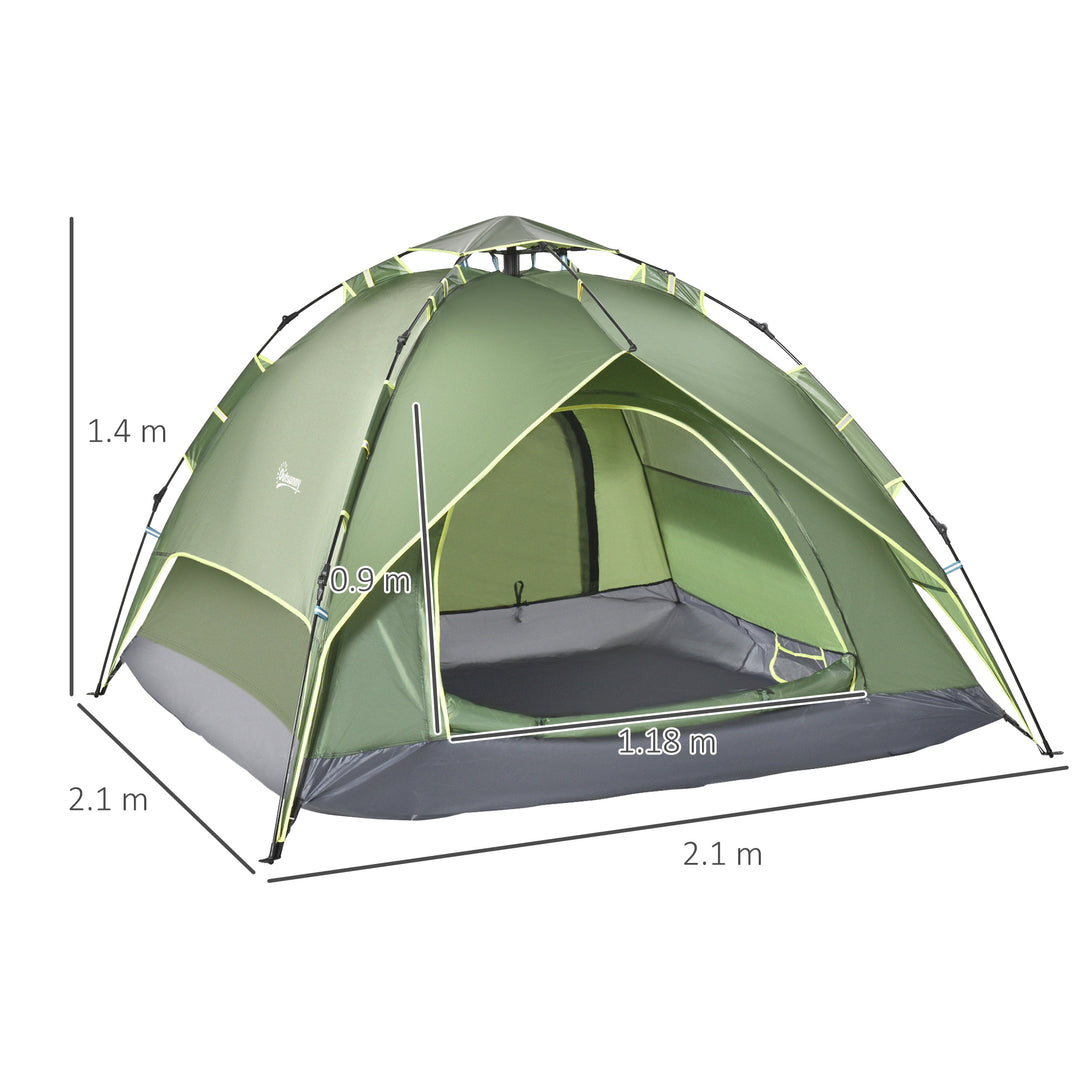 Outsunny Three Man Pop Up Tent Camping Festival Hiking Family Travel Shelter Portable | Aosom UK