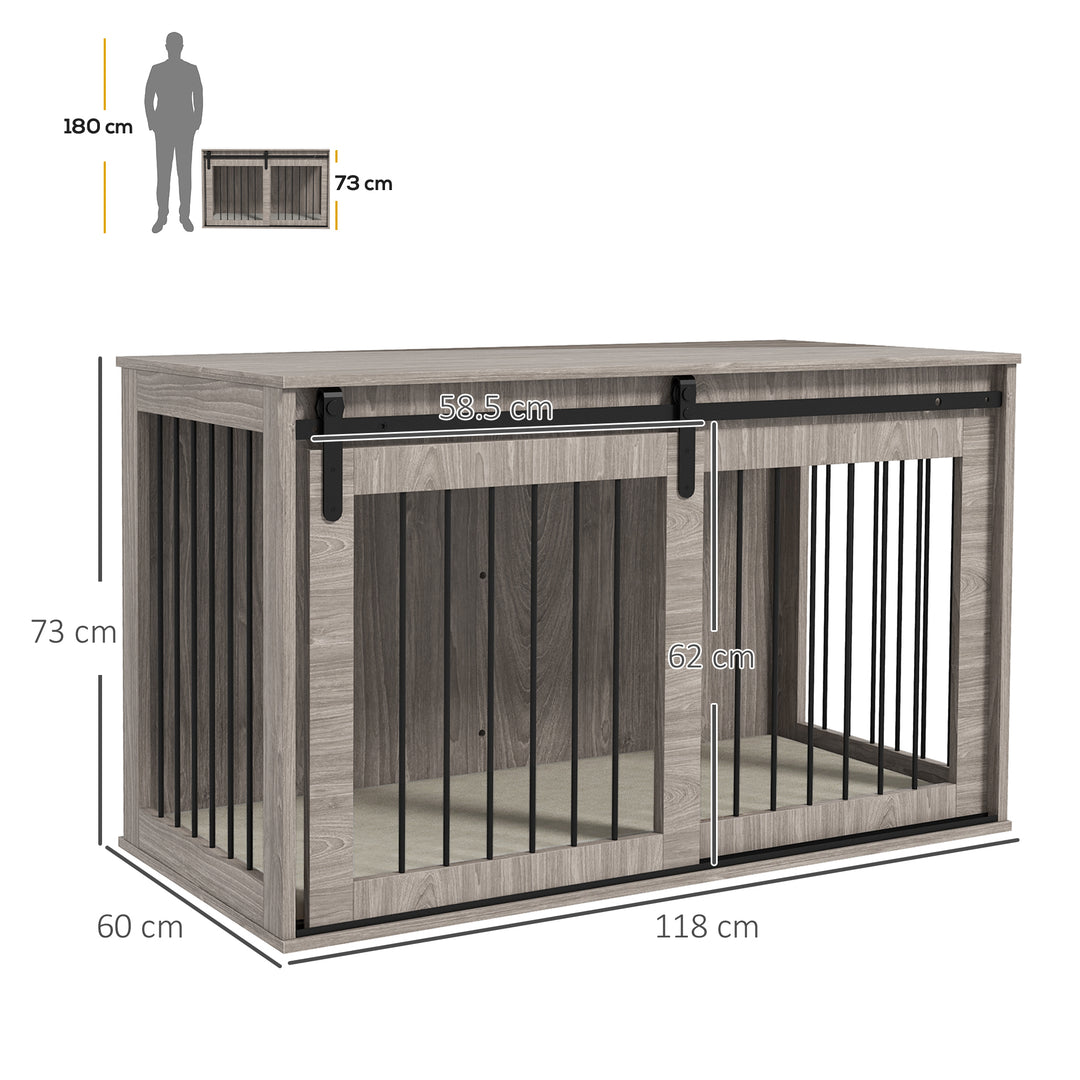 118cm Dog Crate Furniture with Removable Cushion for Extra Large Dogs - Walnut Brown