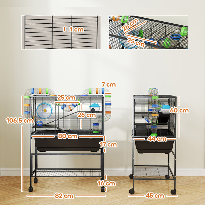 3 Tier Large Hamster Cage on Wheels with 17 cm Deep Tray, Storage Shelf for Syrian, Gerbil, Rats