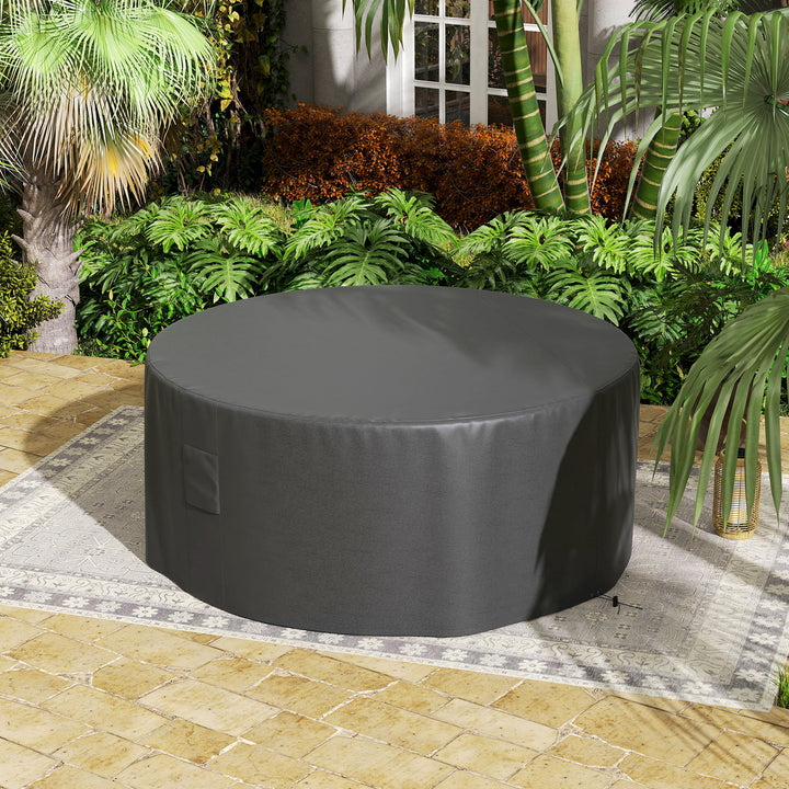 Garden Patio Large Furniture Set Round Cover 600D Oxford Waterproof, Ф193 x 80H cm, Black