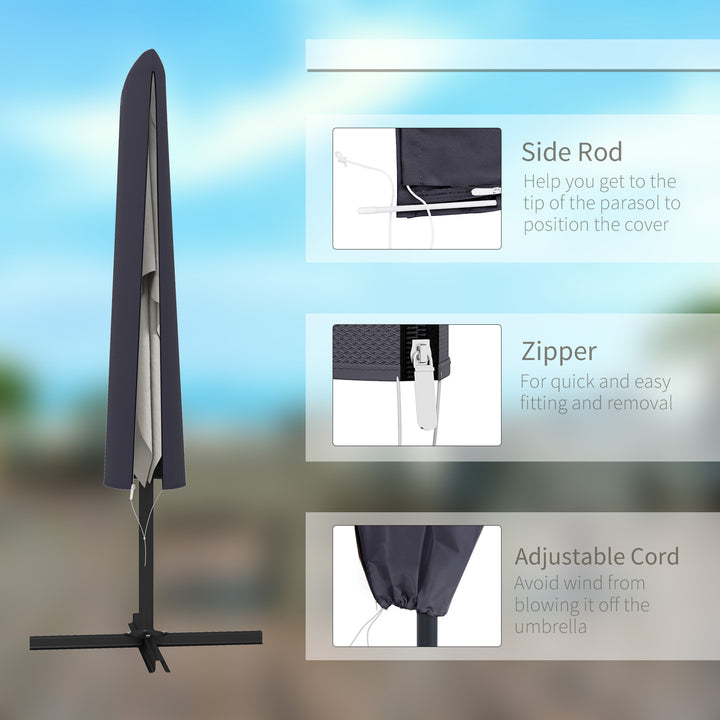 Outdoor Cantilever Umbrella Cover Parasol with Rod, Zipper, Dark Grey