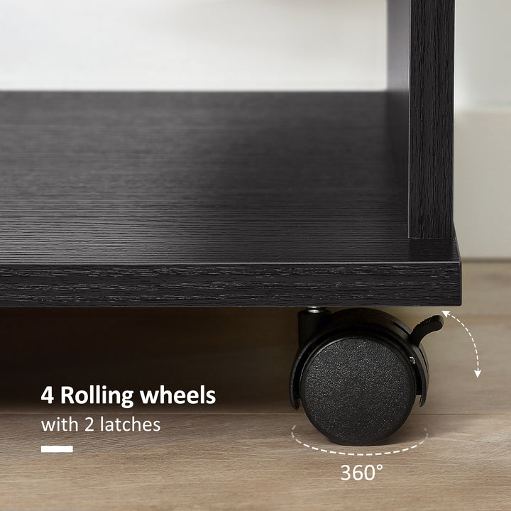 MCL Open Wardrobe on Wheels, Bedroom Wardrobe with Clothes Hanging Rail, 3 Storage Shelves, Mobile Garment Rack for Cloakroom, Hallway, Black