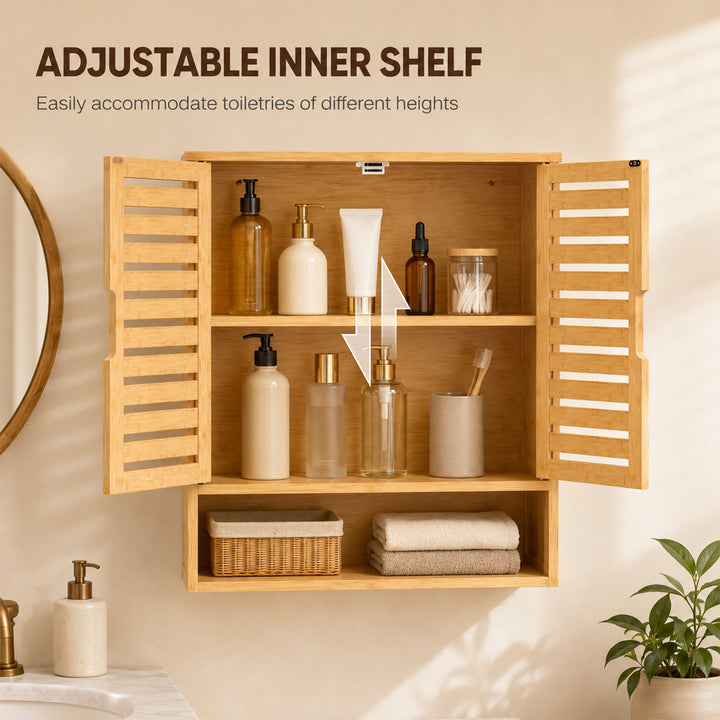 Bathroom Wall Cabinet, Wall Mounted Bathroom Cabinet with 2 Louvered D