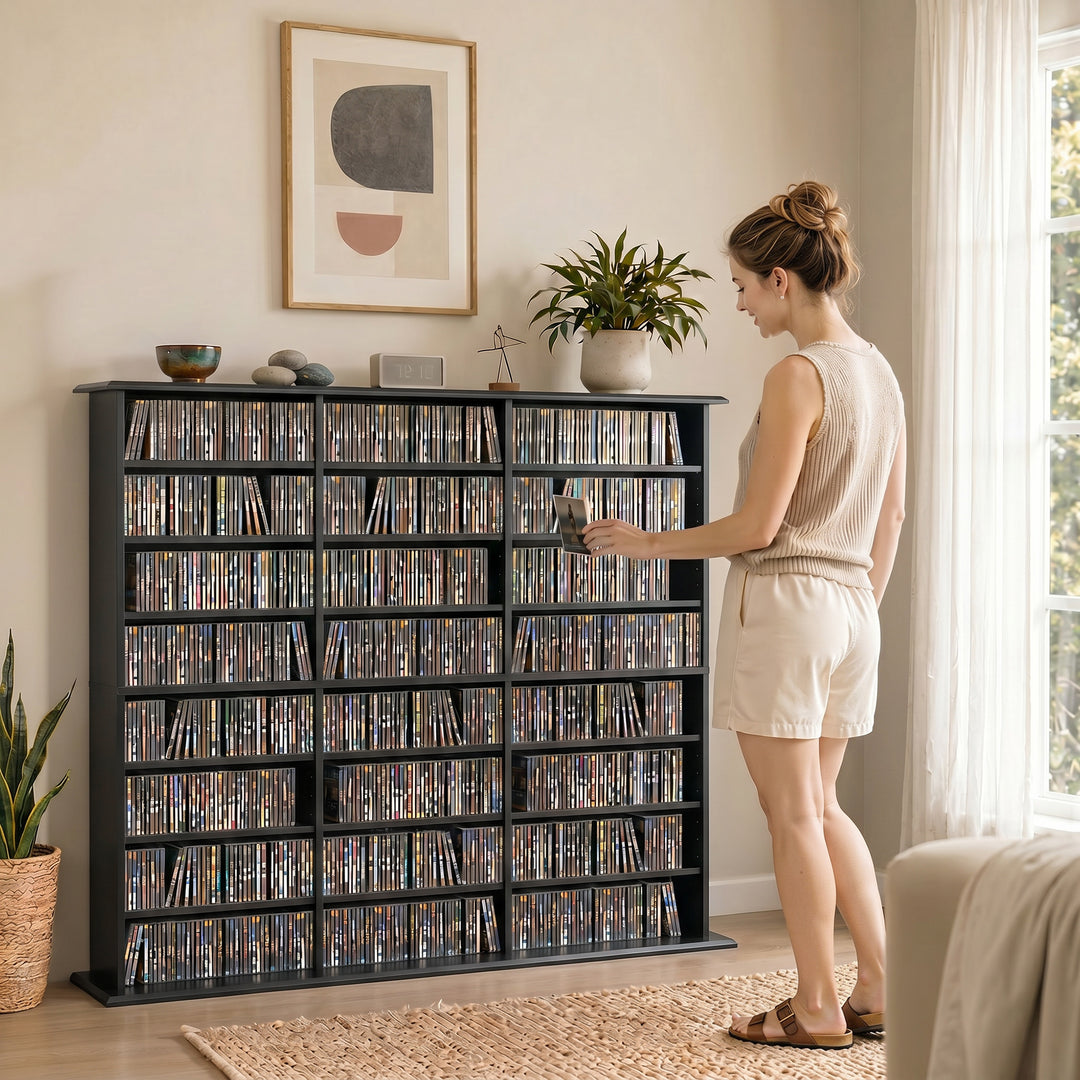 1032 CD/594 DVD Storage Unit, Blu-ray Media Storage Shelf with 24 Comp