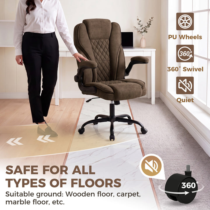 Office Chair, Ergonomic Desk Chair with Flip-up Armrest, Pocket Spring
