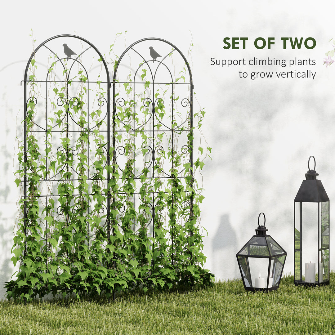 Set of 2 Garden Trellis, Metal Fence Panels for Climbing Outdoor Plants, Flowers, 150 x 50cm