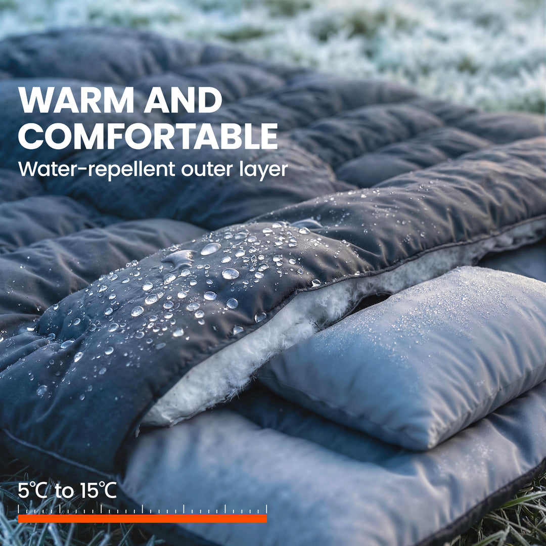 Double Sleeping Bag with 2 Pillows, 220 x 160 cm Extra-Large Sleeping 