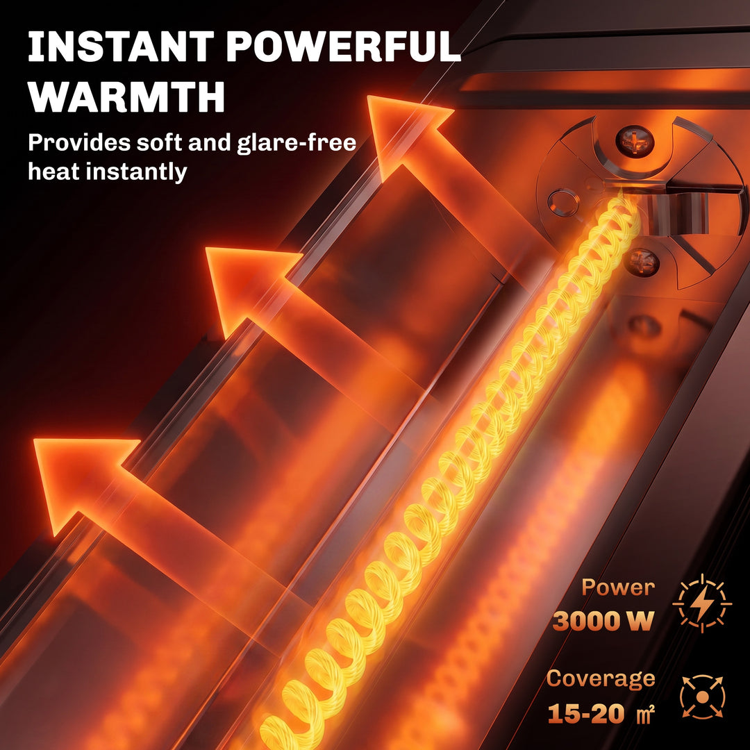 3000 W Electric Infrared Patio Heater, Wall Mounted IP65 Garden - view 4