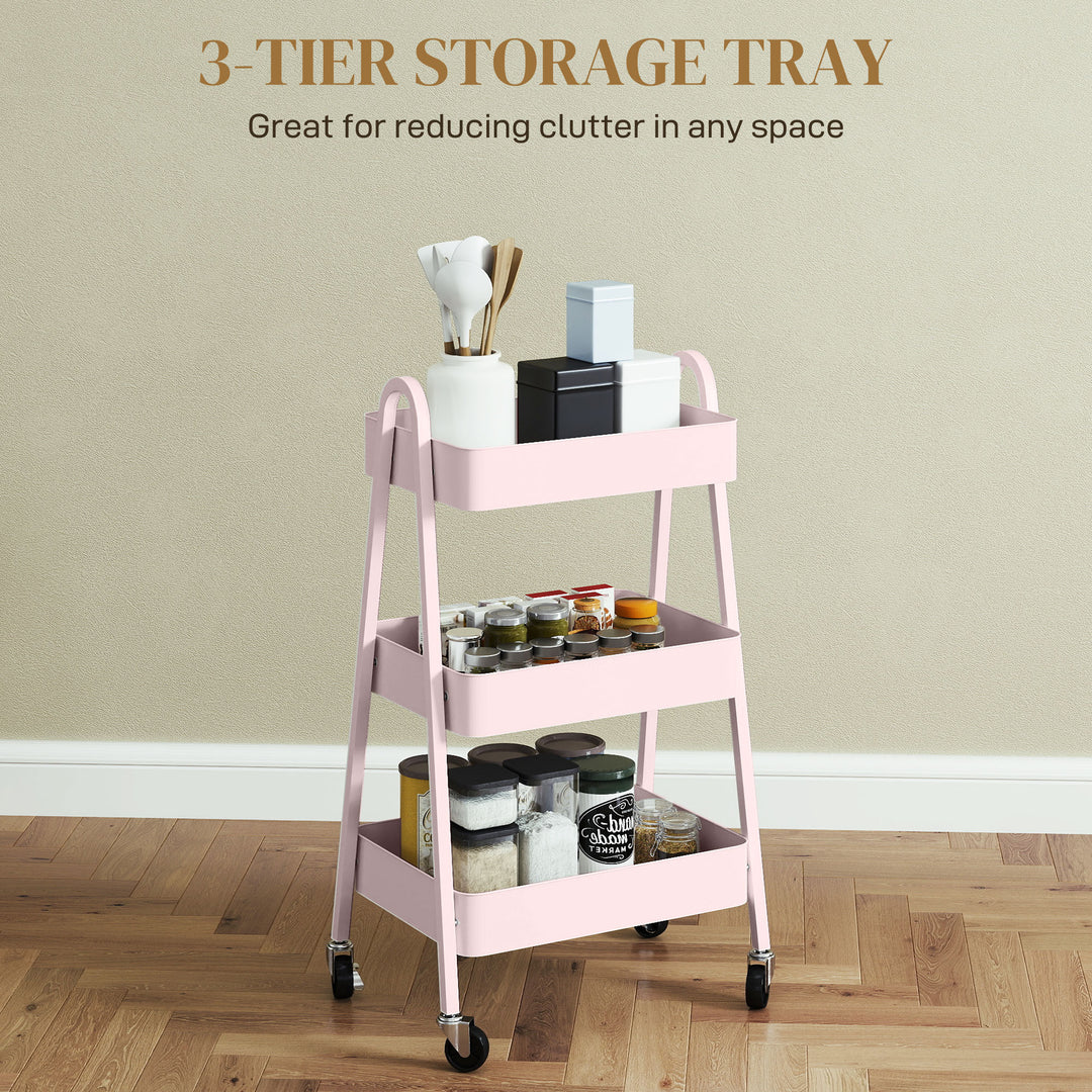 Three-Tier Storage Trolley - Pink