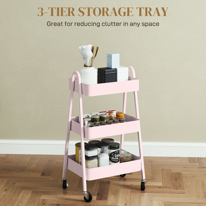 Three-Tier Storage Trolley - Pink
